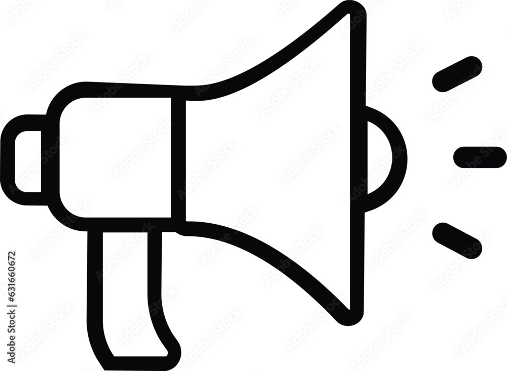Megaphone icons. Electric megaphone symbol with sound. Loudspeaker megaphone icon. Advertising concept. Flat and line style - stock vector, isolated on white background. Megaphone icons. Electric megaphone symbol with sound. Loudspeaker megaphone icon. Advertising concept. Flat and line style - stock vector, isolated on white background.
