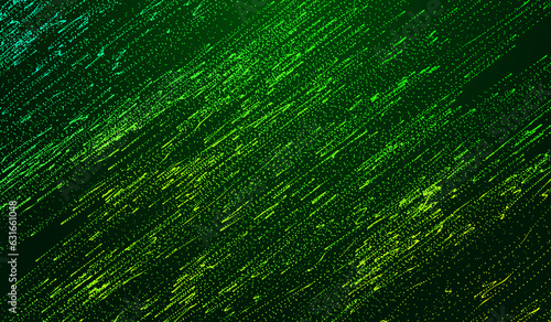 3D abstract digital technology green particles on green background.