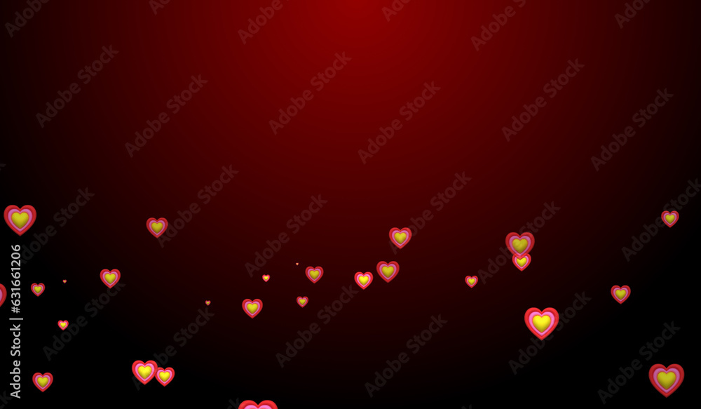 red heart shaped icon particles bouncing against the ground on red background. red heart shaped icon particles bouncing against the ground on red background.