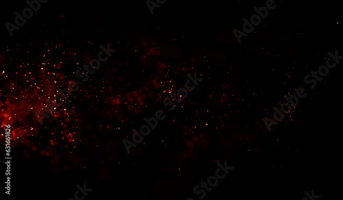 Burning orange sparks rise from fire ,Fire Particles on black background.