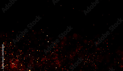 Burning orange sparks rise from fire ,Fire Particles on black background.