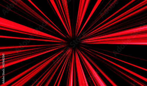 zoom red speed line Anime on black background for comic