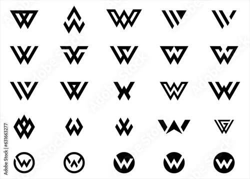 Initials Letter W logo design, Set Logo Design Icon Symbol