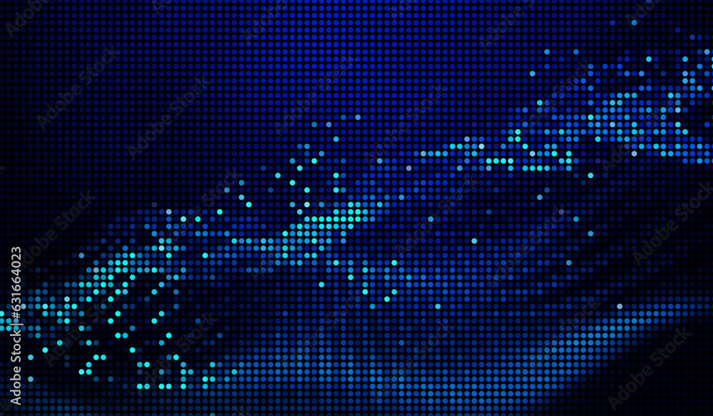 Halftone dots abstract digital technology blue light on blue background.