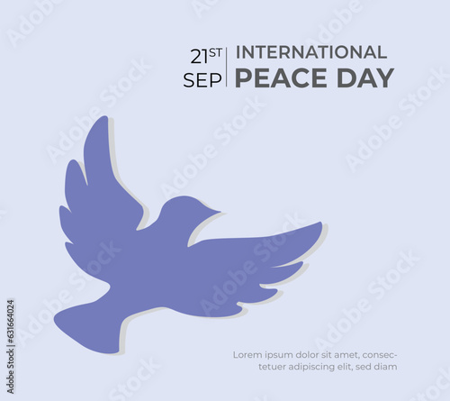 vector international peace day template design with pigeon photo