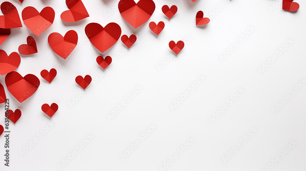 Paper hearts on a white background