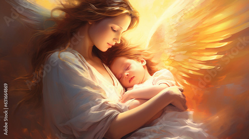 A tender moment captured: Guardian angel mother shielding her child. Enhance web, ads, and projects with heartfelt imagery