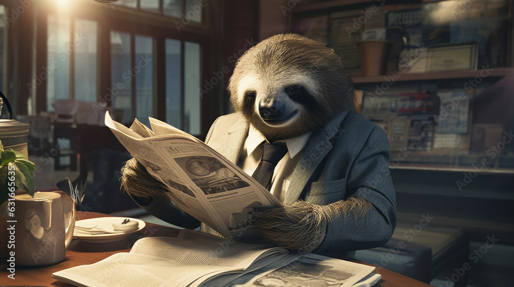 Slothful Elegance: A Dapper Sloth's Morning Routine Slothful Elegance: A Dapper Sloth's Morning Routine