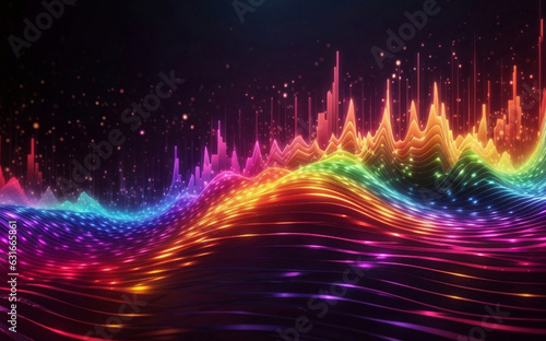 Colorful digital waves background, Generative AI Illustration.