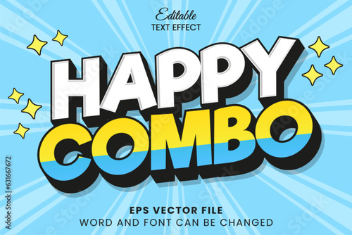 Happy combo 3d editable vector text effect