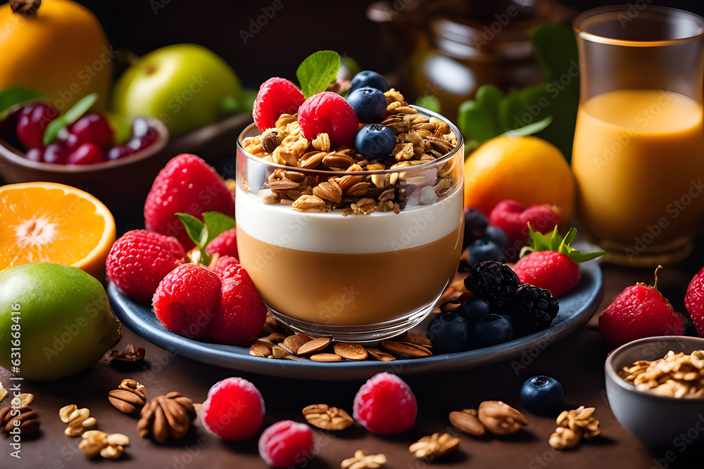 healthy breakfast with muesli and berries healthy breakfast with muesli and berries