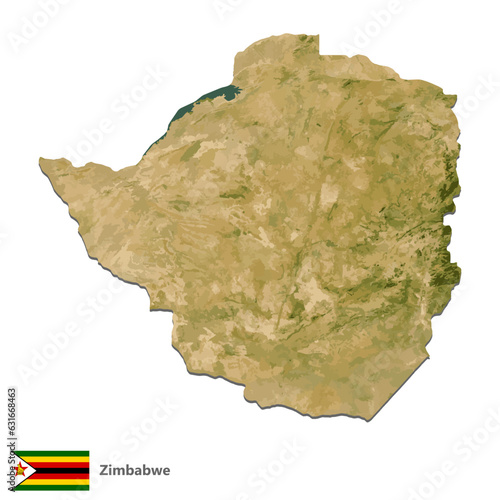 Zimbabwe Topography Country Map Vector
