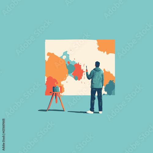 man painting artwork with brush
