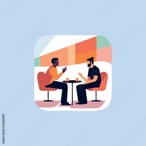 two friends sitting talking in a bar