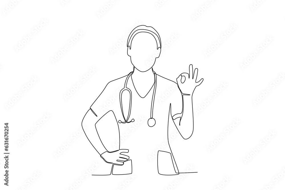 One single line drawing of a midwife giving encouragement to patient
