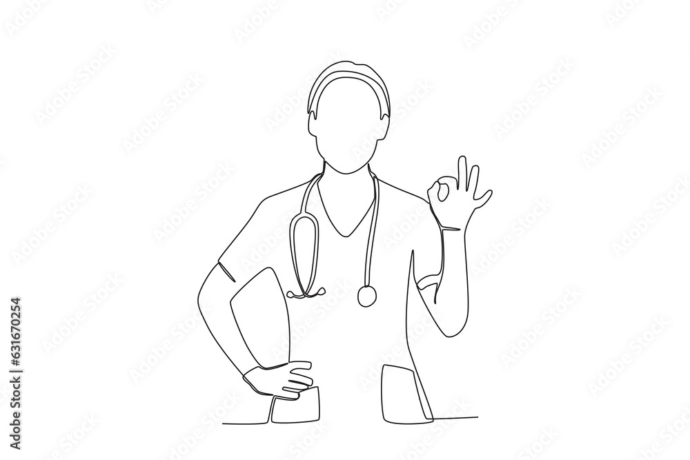 One single line drawing of a midwife giving encouragement to patient
One single line drawing of a midwife giving encouragement to patient