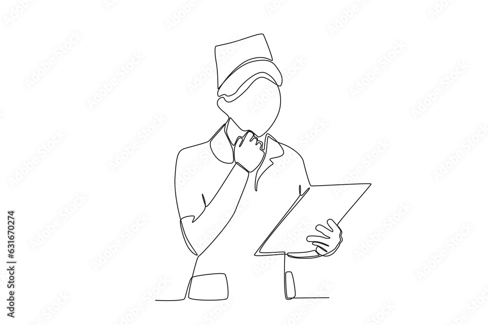 One single line drawing of a midwife looking at patient data
One single line drawing of a midwife looking at patient data