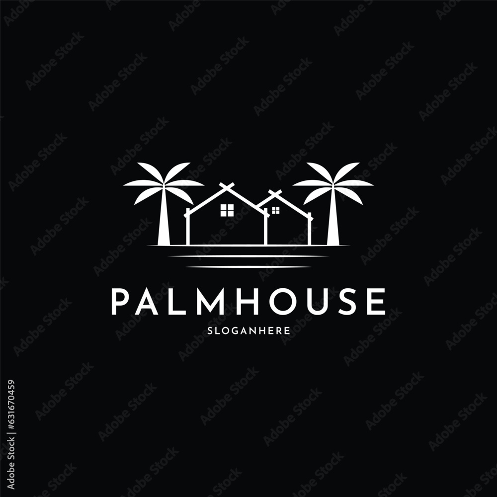 Obraz premium illustration vector graphic palm house tree logo design idea