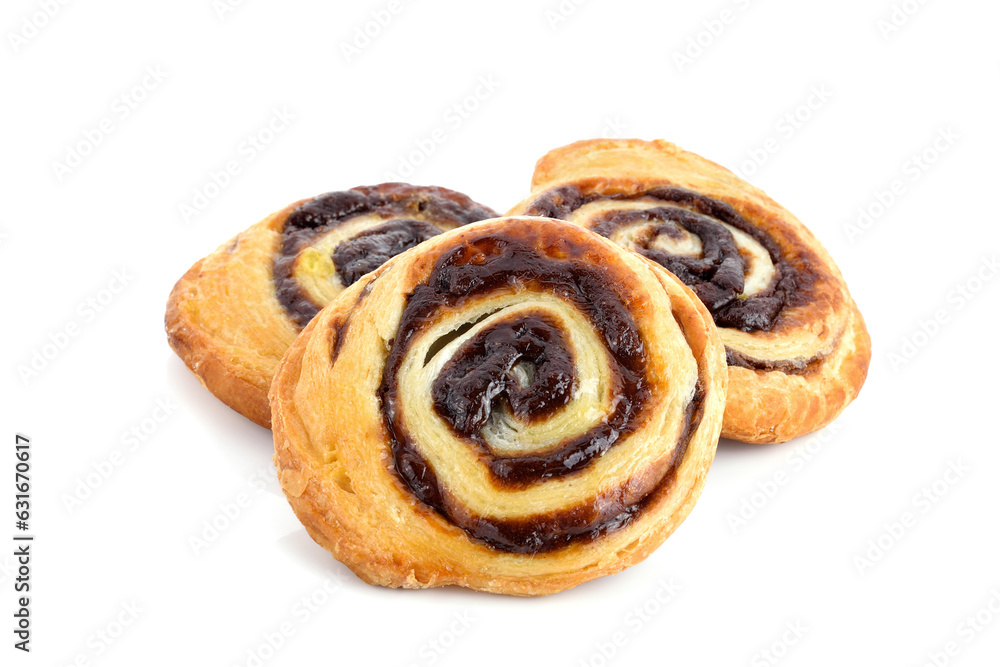 Fototapeta premium Close up danish pastry isolated on white background