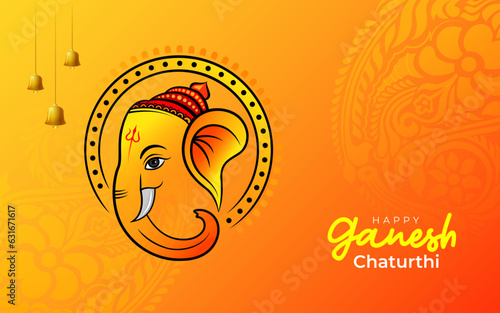 Happy Ganesh Chaturthi Festival Background with Lord Ganesha Illustration