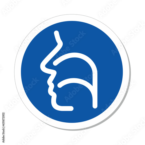 ISO Mandatory Circle Sign: Sinus Nose Throat Symbol
