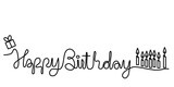 Hand-drawn lettering composition Line of happy birthday isolated on white background.