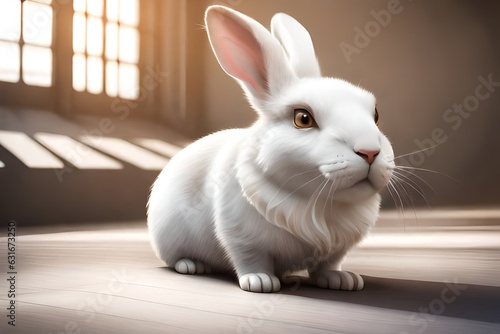 white rabbit on a table