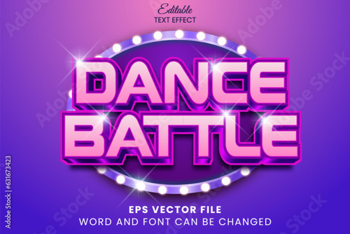 Dance battle glow 3d editable vector text effect