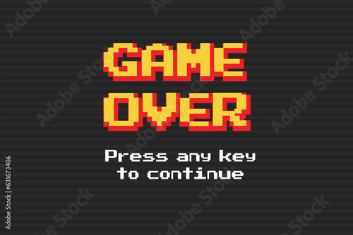 Game Over background with player selection.8 bit game.retro game.