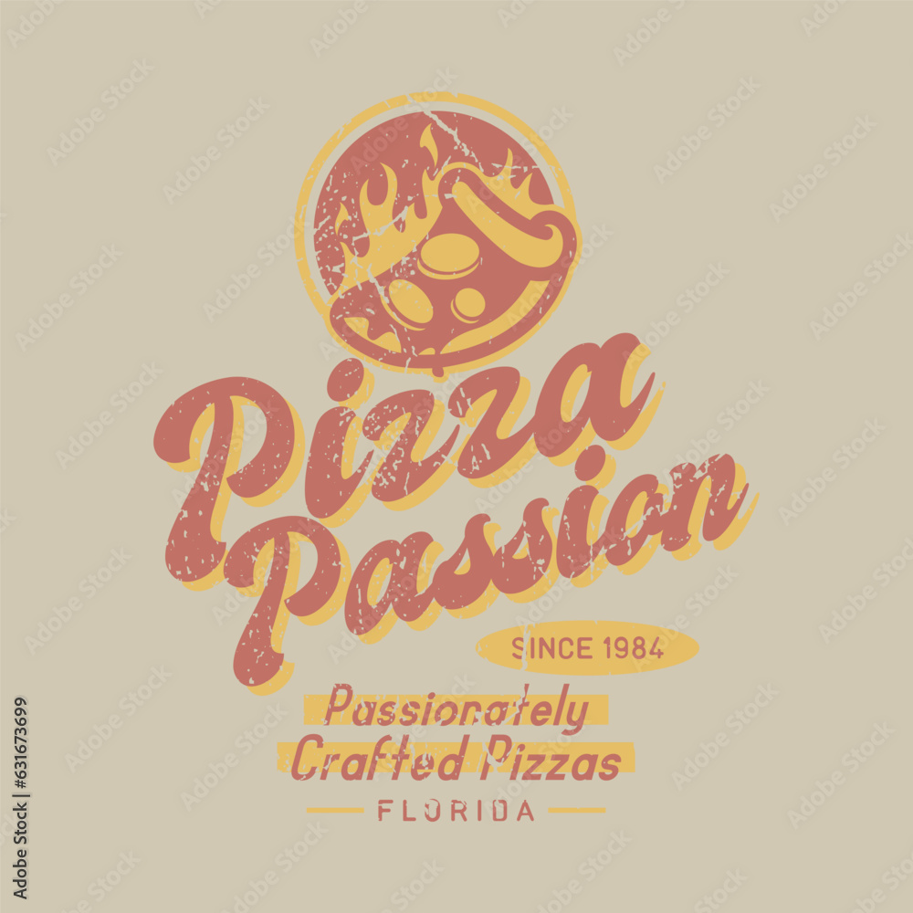 Retro Vintage Pizza Passion Badge Logo