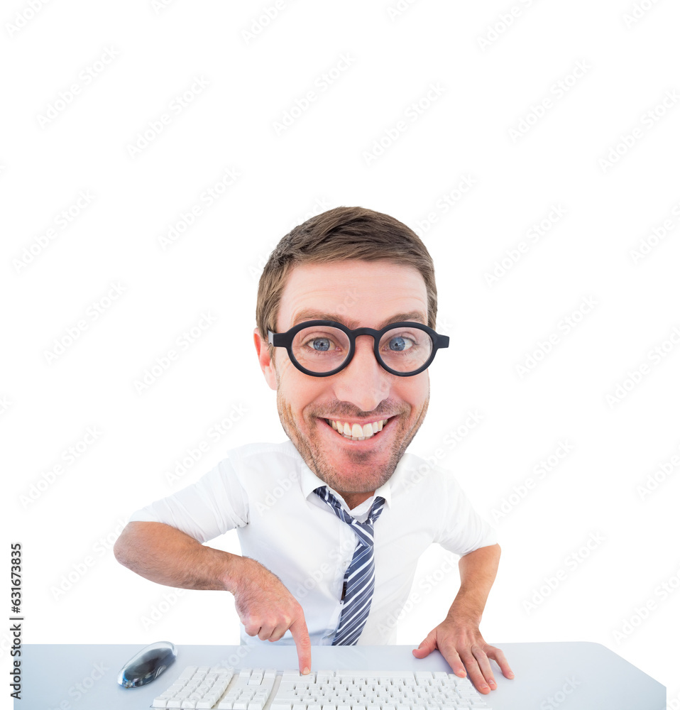 Digital png photo of caucasian businessman using computer on transparent background Digital png photo of caucasian businessman using computer on transparent background