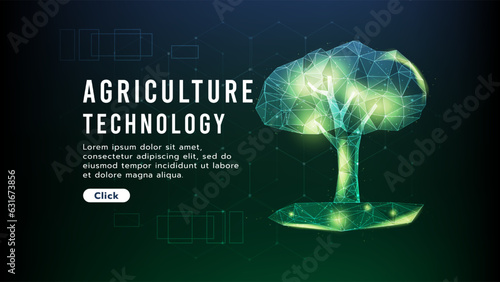 Trees and ground with leaves are falling. low polygon design. agriculture and environment technology concept. hi tech and futuristic digital and technology concept background.