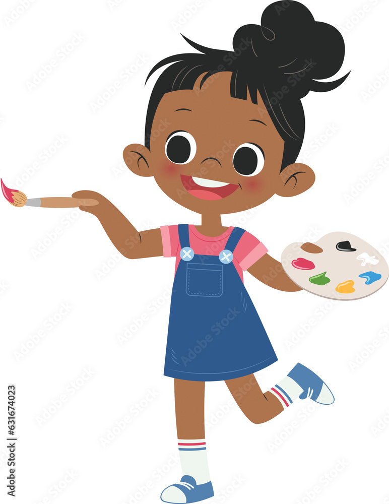 Digital png illustration of happy girl painting on transparent background Digital png illustration of happy girl painting on transparent background