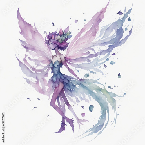 watercolor abstract fairy on white background clipart