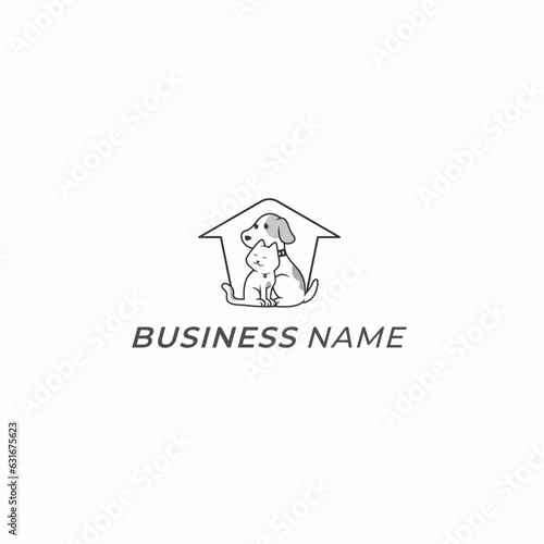 design logo cat and dog in house