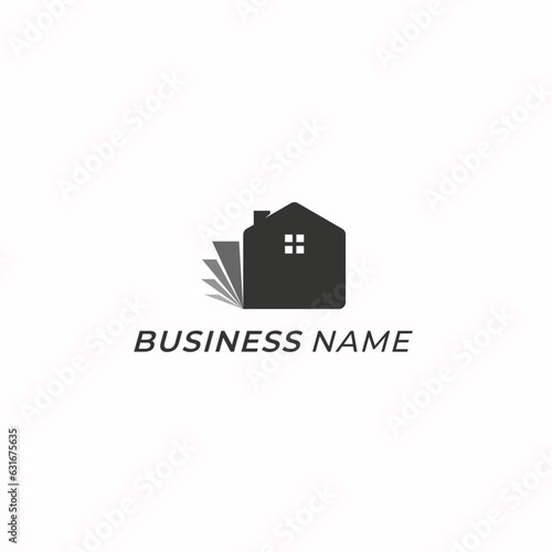 design logo combine home and paper
