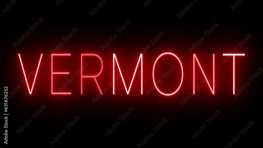 Red flickering and blinking neon sign for Vermont Red flickering and blinking neon sign for Vermont