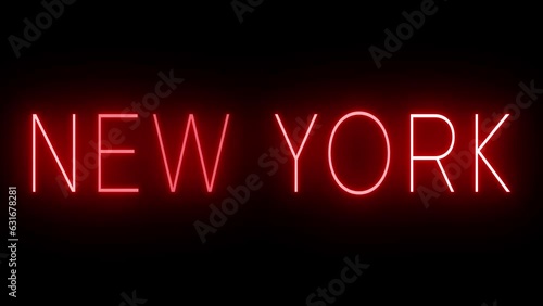 Red flickering and blinking neon sign for New York photo
