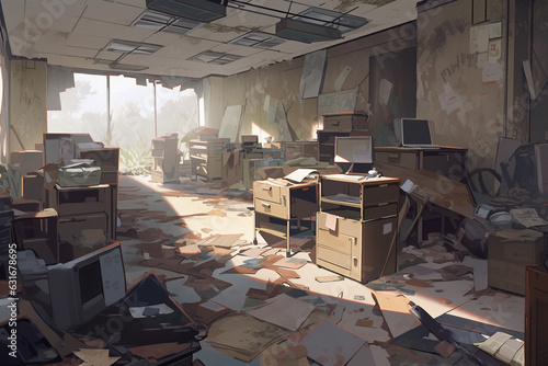 繊細で芸術的なポストアポカリプスや廃墟系背景のイラスト(AI generated image)