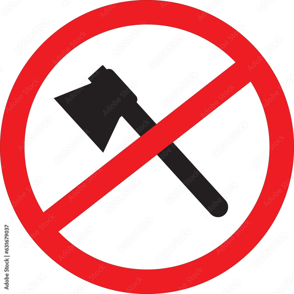 use of axe prohibited sign vector, deforestation prohibited sign vector
