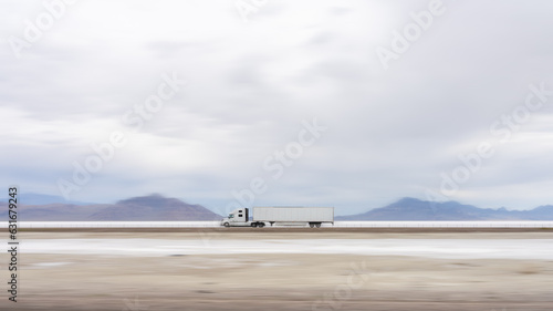 Truck in desert or salt lake