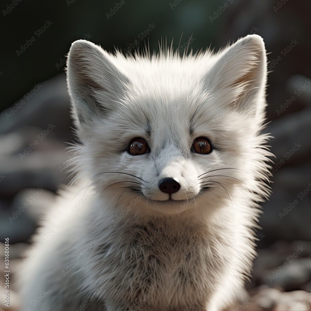 cute white fox cob in nature - created using generative AI tools