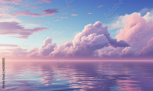 Serenity of the Waters: Stylized Ocean with Cloud Reflections