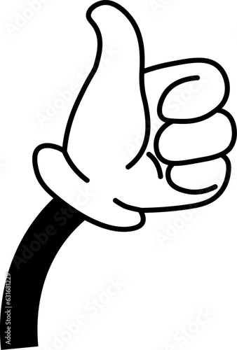 Cartoon character hand gesture, thumb up sign
