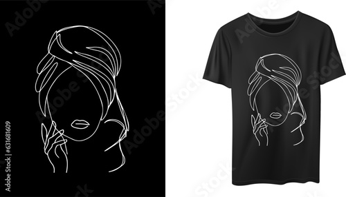Women face line art t-shirt design 