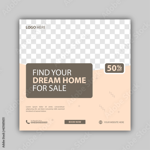 Set of House for sale social media promotion design template. Editable modern banner with place for the photo. Usable for social media post and web.