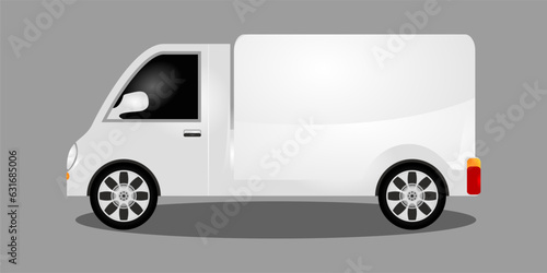 Realistic Van Car Side View vector illustration. Plain white color. Vehicle Mockup Design. Means of Transport and traveling.