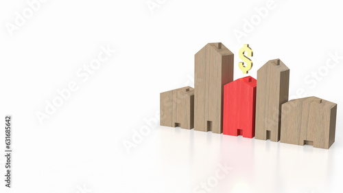 The home wood and dollar symbol for property Business concept 3d rendering