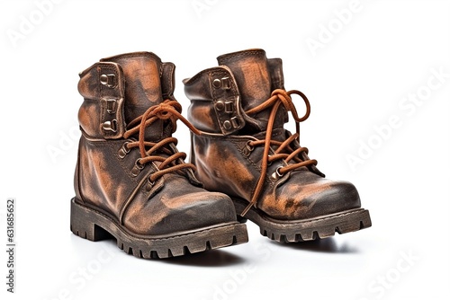 men's winter boots with corrugated soles isolated on white background.
