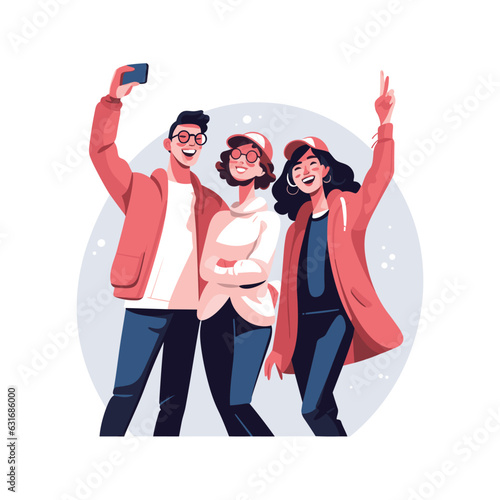 Younger group taking selfies on the phone
